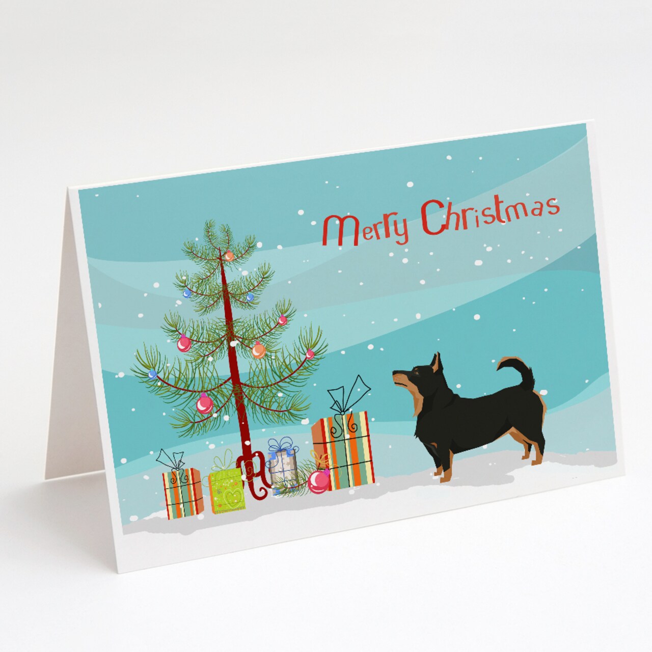 Caroline&#x27;s Treasures Lancashire Terrier Christmas Tree Greeting Cards and Envelopes Pack of 8